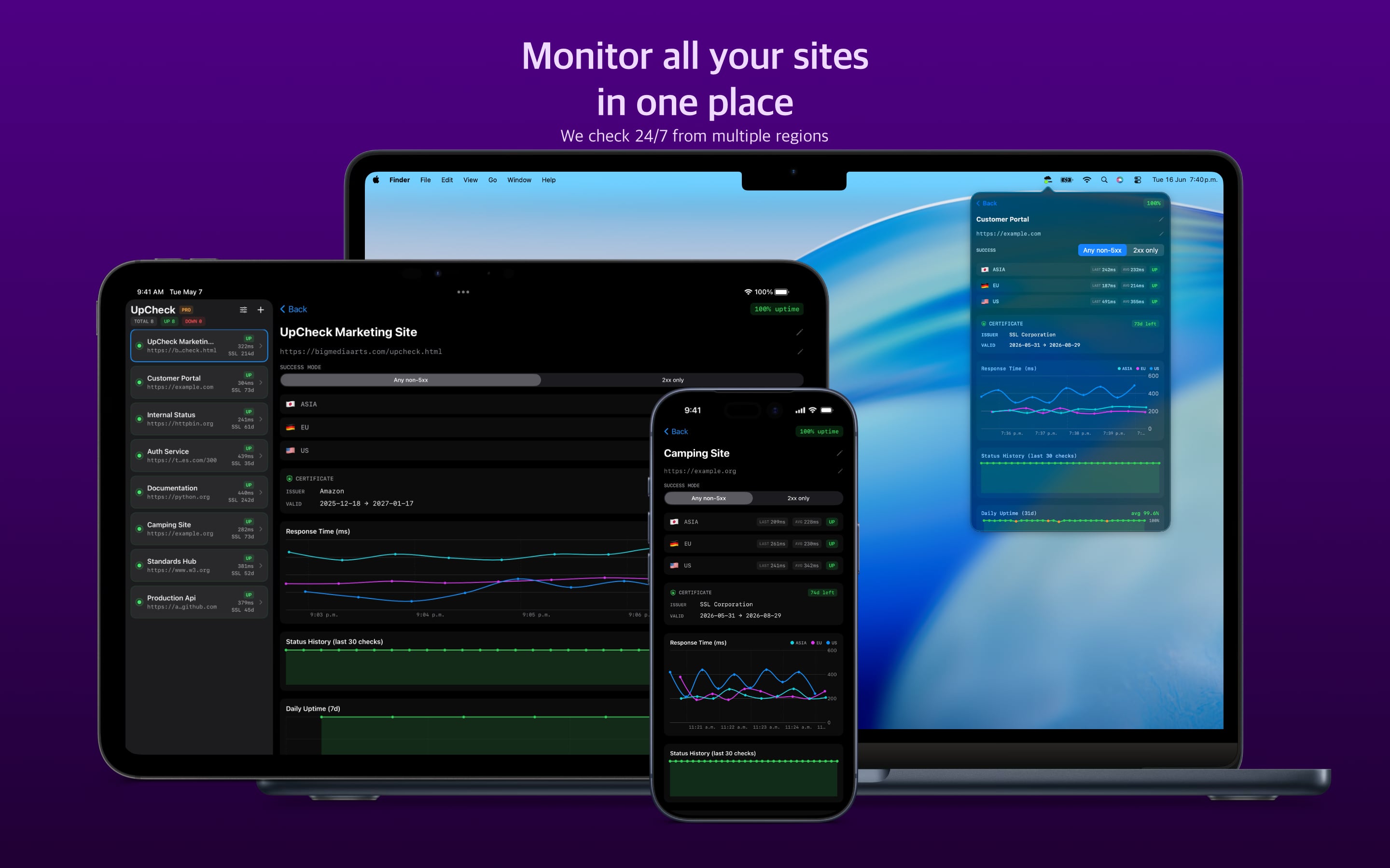UpCheck en iPhone, iPad y Mac